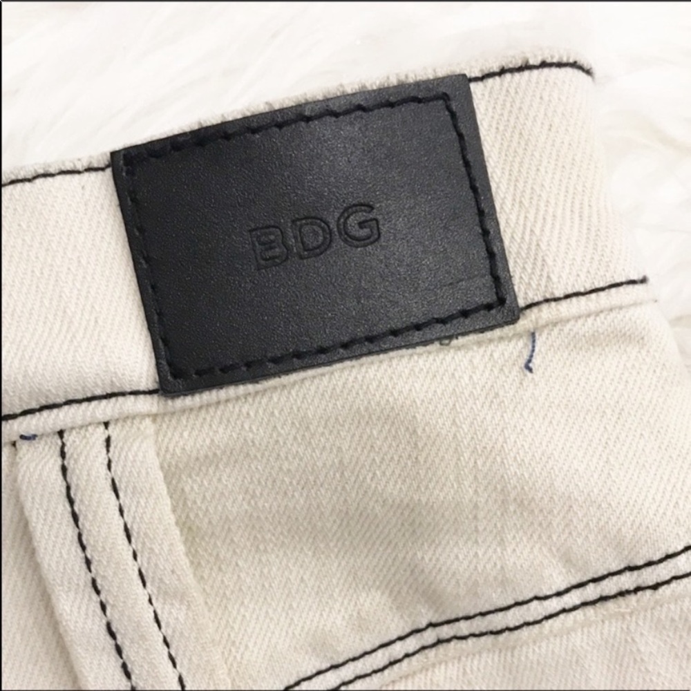 BDG High Rise Cream Roll Up Jean Denim Shorts - Picture 7 of 8